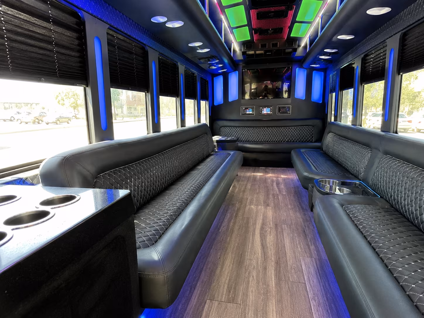 coon rapids 15 passenger party bus inside