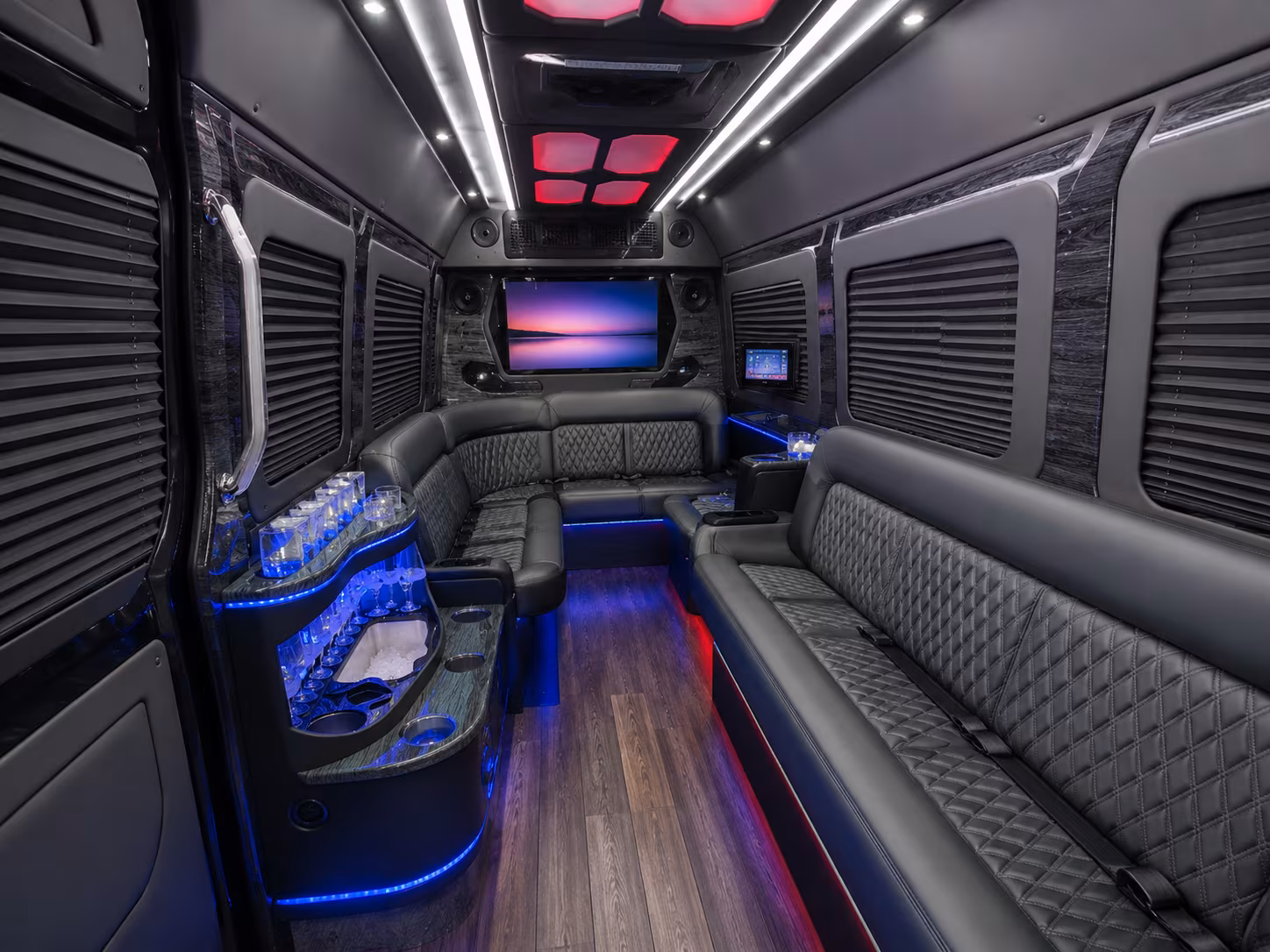 coon rapids 20 passenger party bus inside