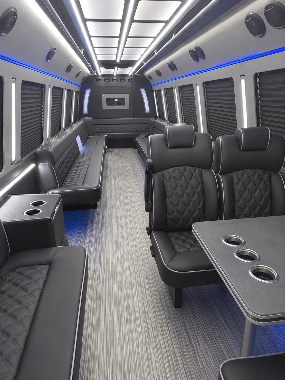 coon rapids 25 passenger party bus inside