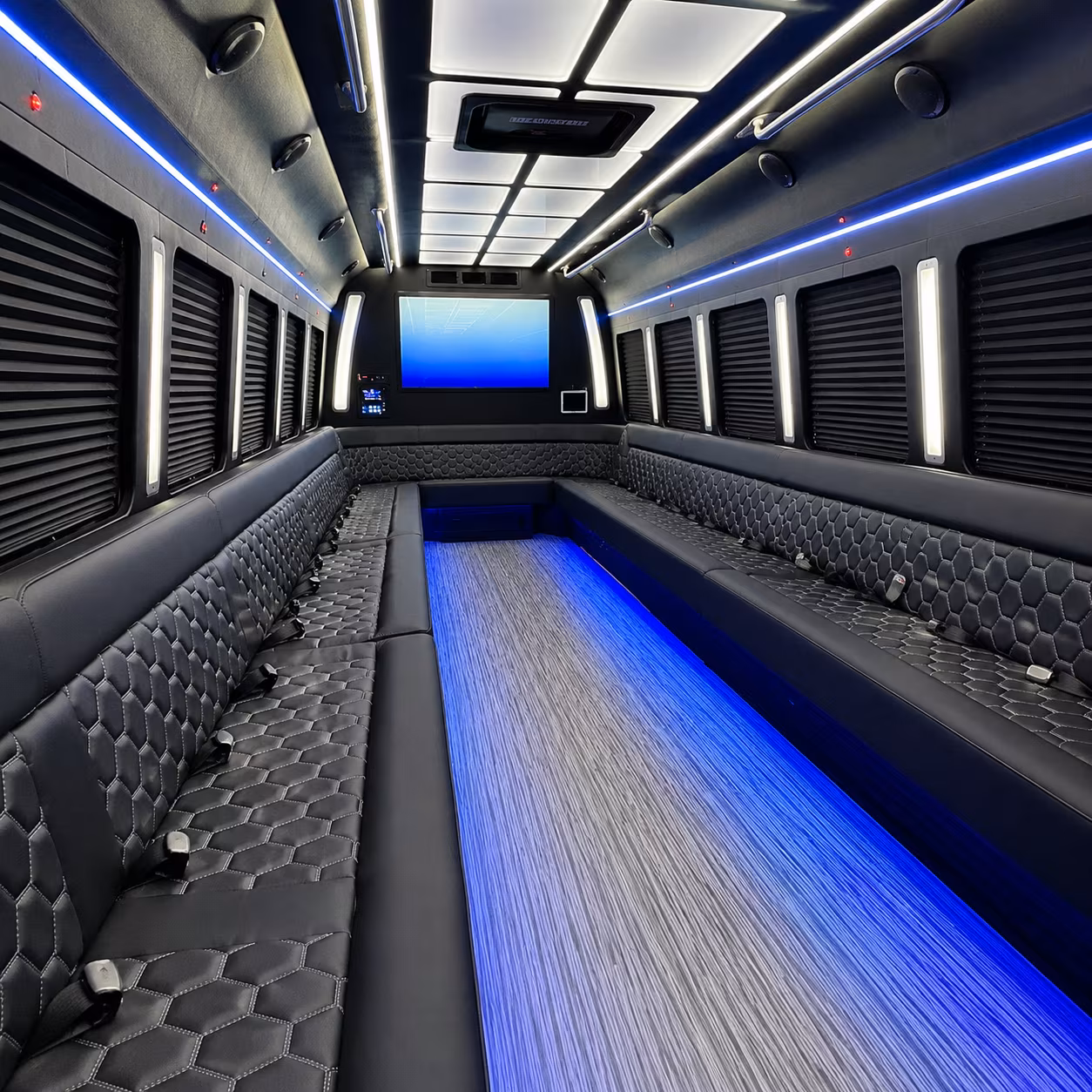 coon rapids 50 passenger party bus inside