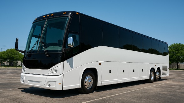 Exterior of Charter Bus Company Coon Rapids's 50 Passenger Charter Bus in Coon Rapids