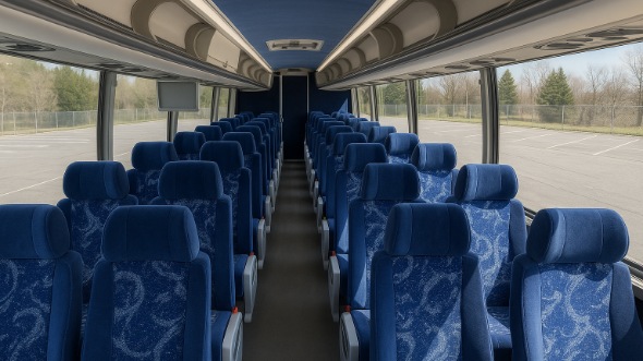 Interior of Charter Bus Company Coon Rapids's 50 Passenger Charter Bus in Coon Rapids