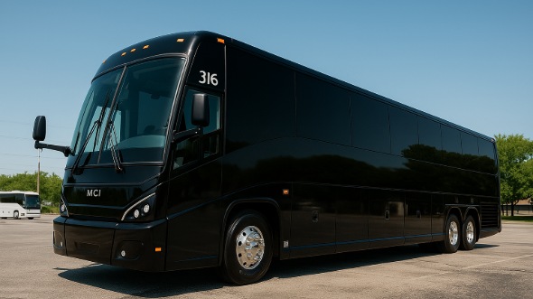 Exterior of Charter Bus Company Coon Rapids's 54 Passenger Charter Bus in Coon Rapids