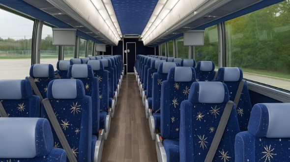 Interior of Charter Bus Company Coon Rapids's 54 Passenger Charter Bus in Coon Rapids