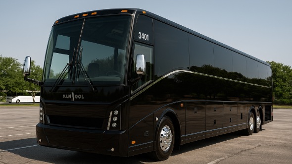 Exterior of Charter Bus Company Coon Rapids's 55 Passenger Charter Bus in Coon Rapids