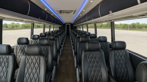 Interior of Charter Bus Company Coon Rapids's 55 Passenger Charter Bus in Coon Rapids
