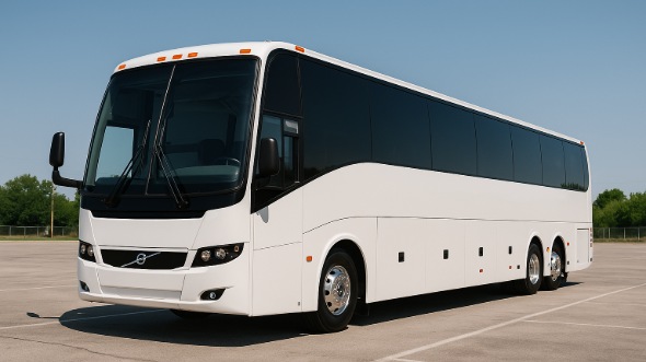 Exterior of Charter Bus Company Coon Rapids's 56 Passenger Charter Bus in Coon Rapids