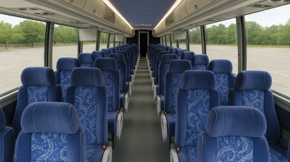 Interior of Charter Bus Company Coon Rapids's 56 Passenger Charter Bus in Coon Rapids