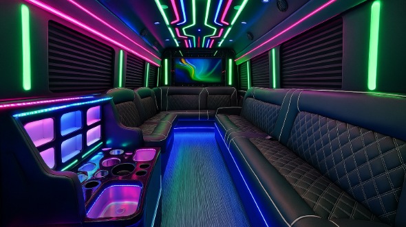 Interior of Charter Bus Company Coon Rapids's Party Bus in Coon Rapids