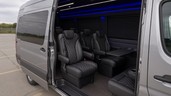 Interior of Charter Bus Company Coon Rapids's Sprinter Van Rental With Driver in Coon Rapids